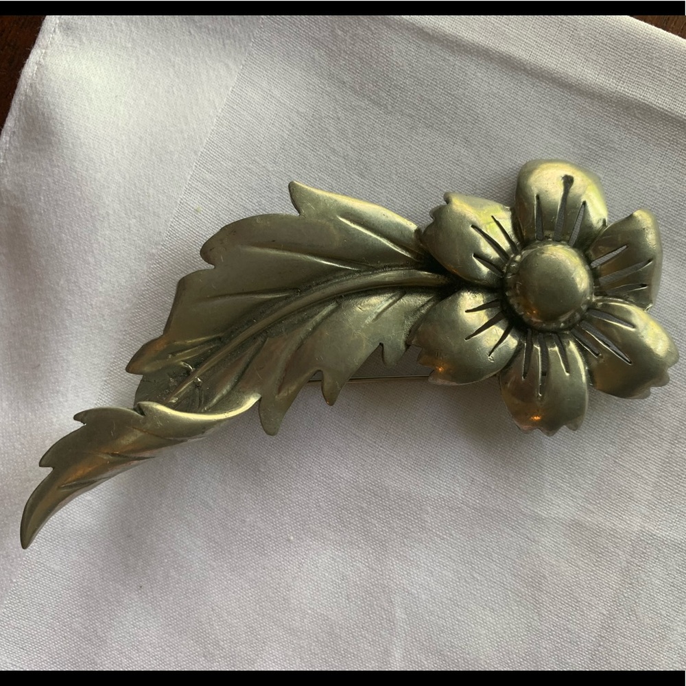 Vintage Large Flower Brooch Pin R J Graziano
